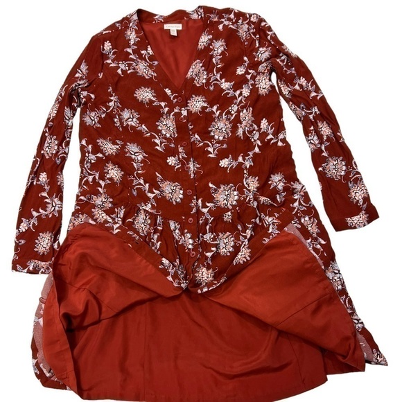 Garnet Hill Women’s 6 Floral Drop Waist Lined Dress Buttons Fall Colors - Picture 3 of 10